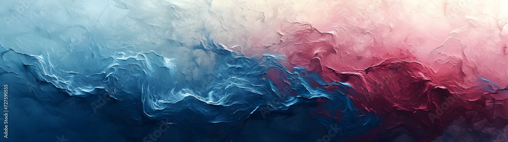 Abstract Painting of Blue, Red, and White Colors - obrazy, fototapety, plakaty 
