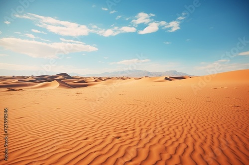 : A vast desert landscape with sand dunes stretching as far as the eye can see.