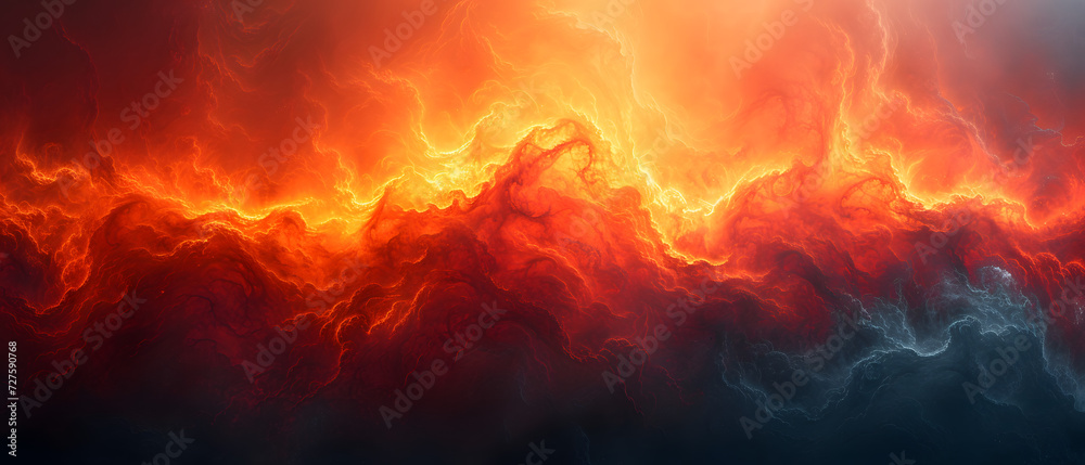 A Painting of Red and Orange Clouds in the Sky