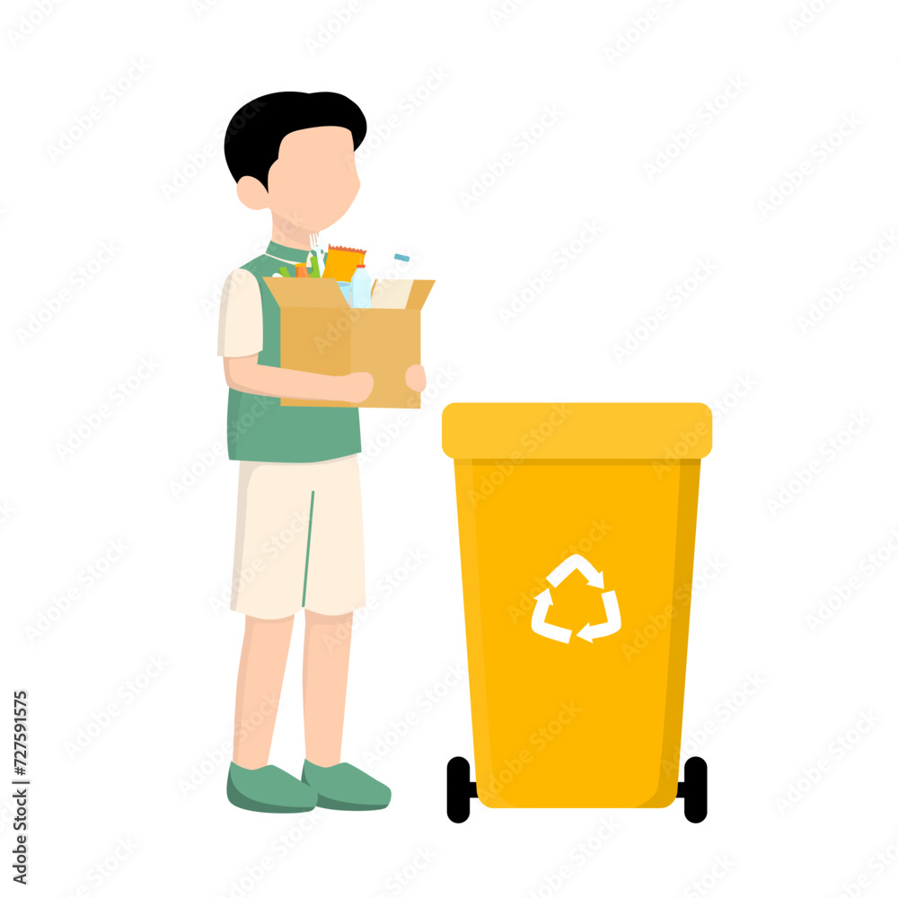 Boy Throwing the Trash Illustration Boy Throwing the Trash Illustration