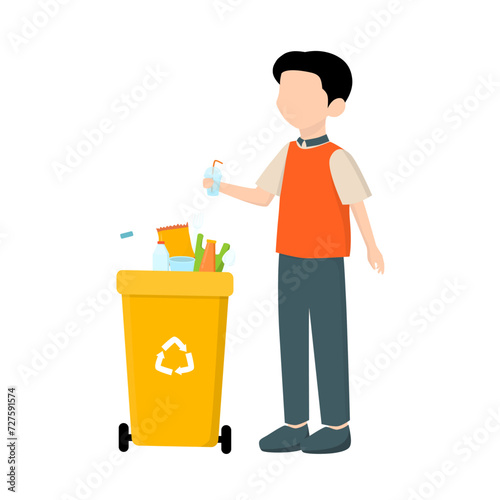 Man Throwing the Trash Illustration