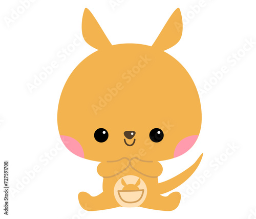 幼児向けのかわいいカンガルーのキャラクターイラスト