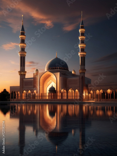 generative ai beautiful mosque poster ramadan kareem