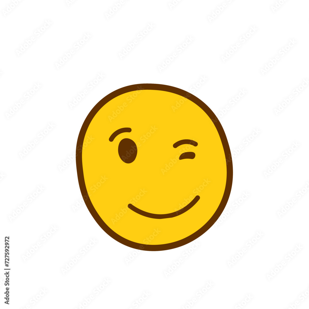 Fototapeta premium Winking Face Emoji vector illustration.