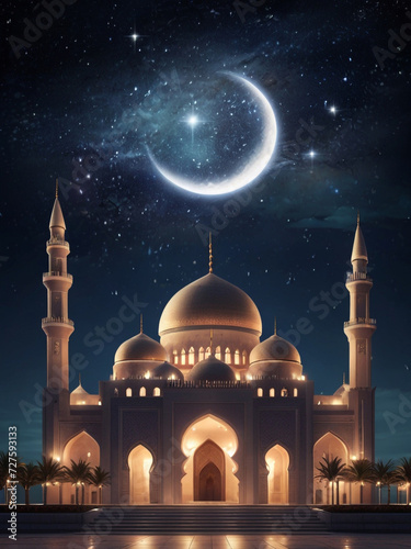 generative ai beautiful mosque poster ramadan kareem © Akang