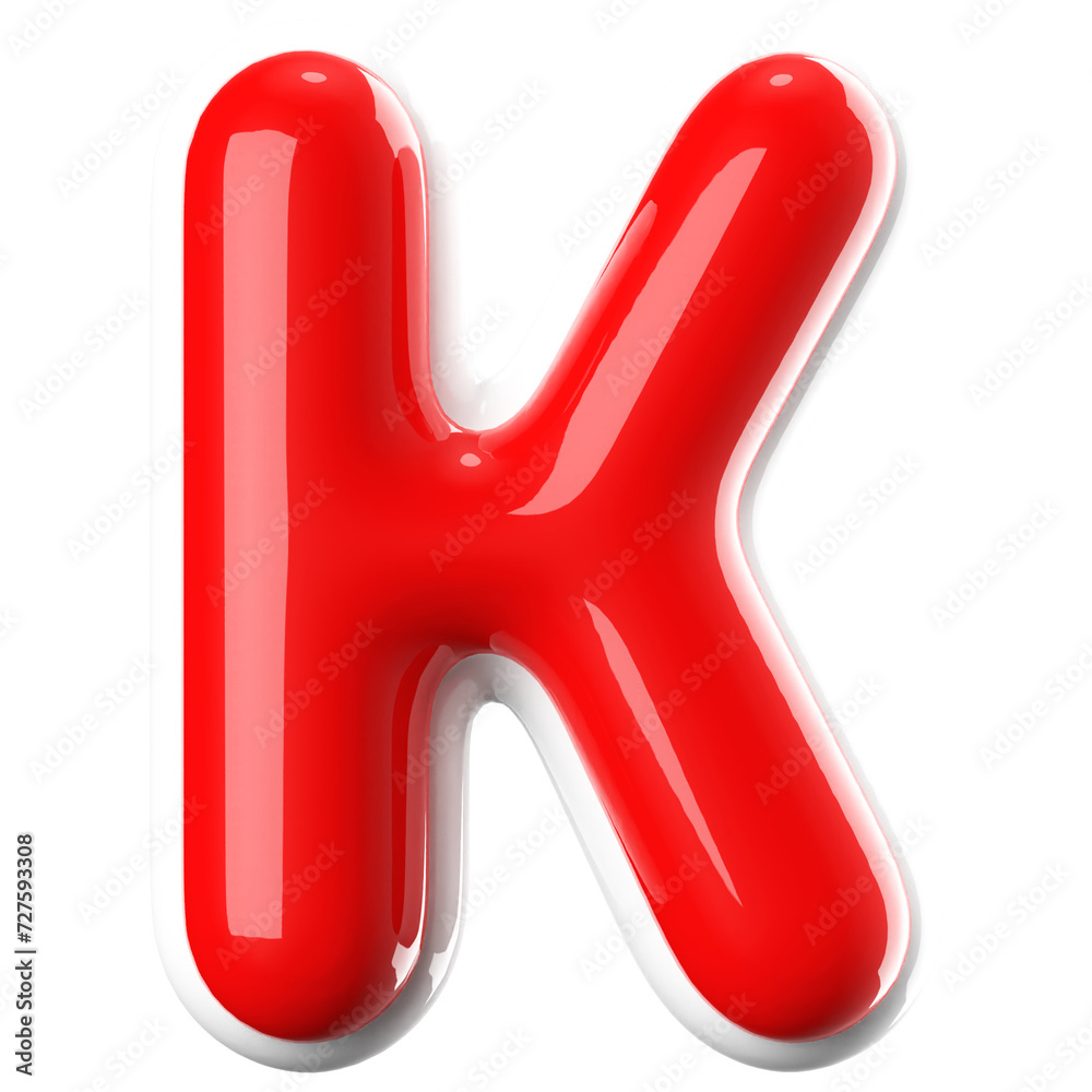 3d font bubble red . letter K 3d font bubble red . letter K