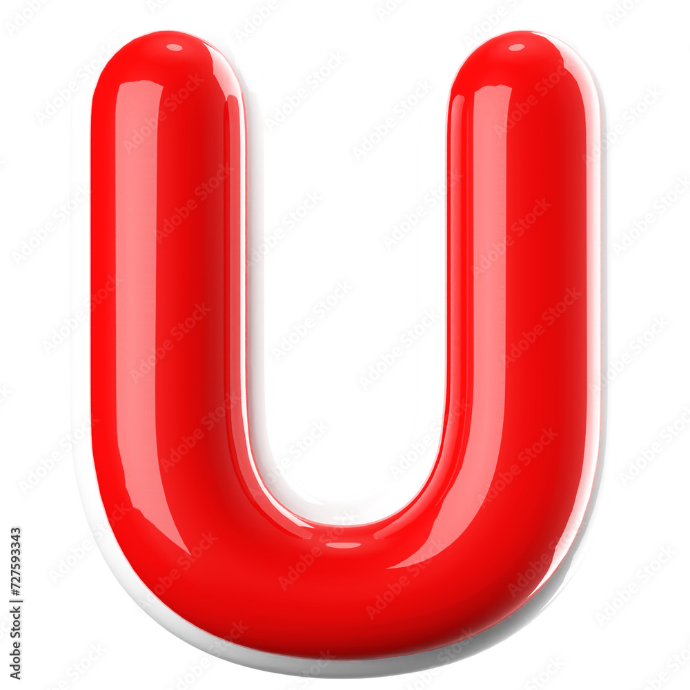 3d font bubble red . letter U 3d font bubble red . letter U