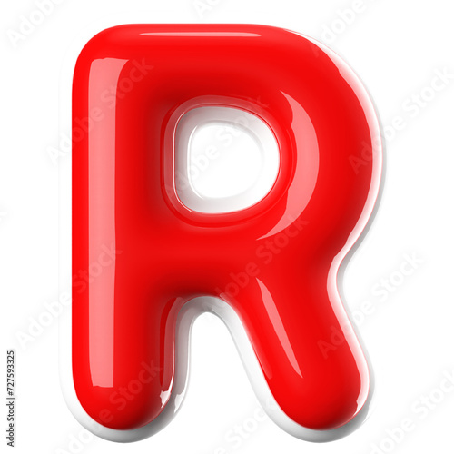 3d font bubble red . letter R