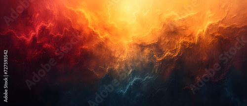 Abstract Painting of Red, Orange, and Yellow Clouds