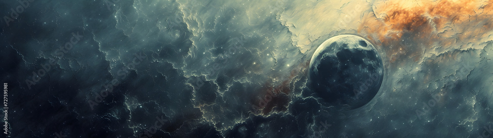 Painting of a Space Station Amidst a Storm