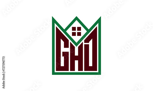 GHD initial letter real estate builders logo design vector. construction ,housing, home marker, property, building, apartment, flat, compartment, business, corporate, house rent, rental, commercial