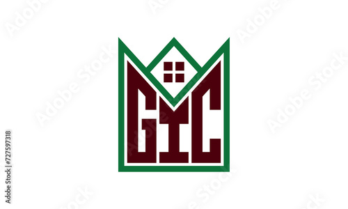 GIC initial letter real estate builders logo design vector. construction ,housing, home marker, property, building, apartment, flat, compartment, business, corporate, house rent, rental, commercial photo