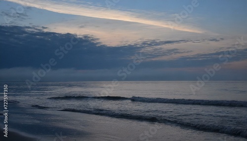 calm ocean at dawn or sunset. Panoramic banner of a peaceful landscape