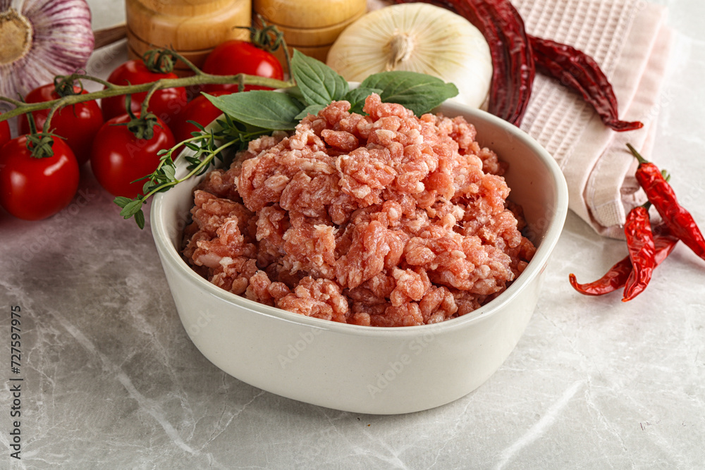 Raw minced pork uncooked meat