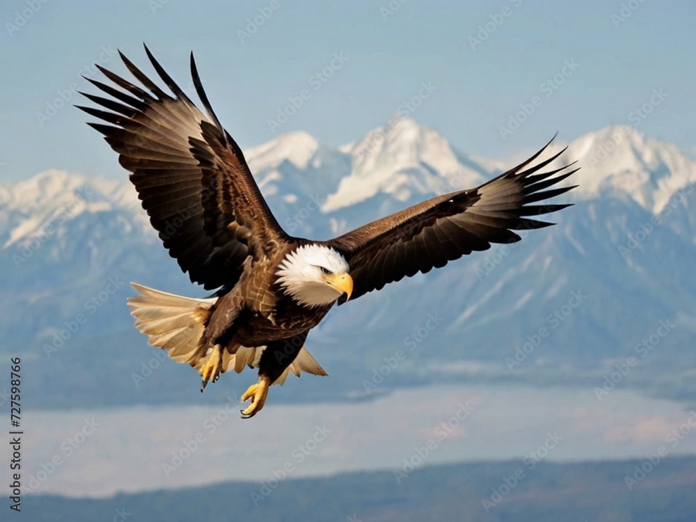 Obraz premium bald eagle in flight generated by AI tool