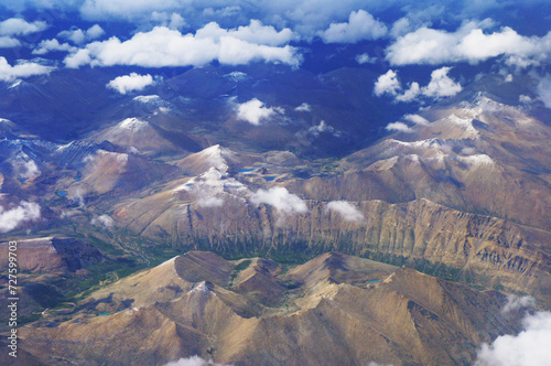 Aerial view of  great topography near The Himalayas