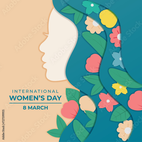International Women s Day with Paper Cut Style and Floral