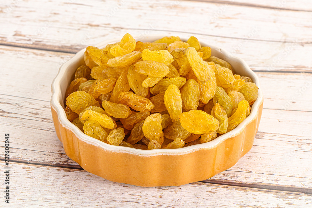Yellow raisin - dry grape berries Yellow raisin - dry grape berries