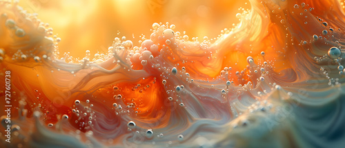 Painting of Water and Bubbles on a Yellow and Blue Background © Daniel