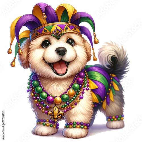 Cute Dog Mardi, Gras Sublimation, Clipart Instant, Download, Illustrations Digital, Sublimation Design, Paintings Mugs, T-shirt Canvas, Watercolor Art, Digital Download Art, Sublimation Printing Print