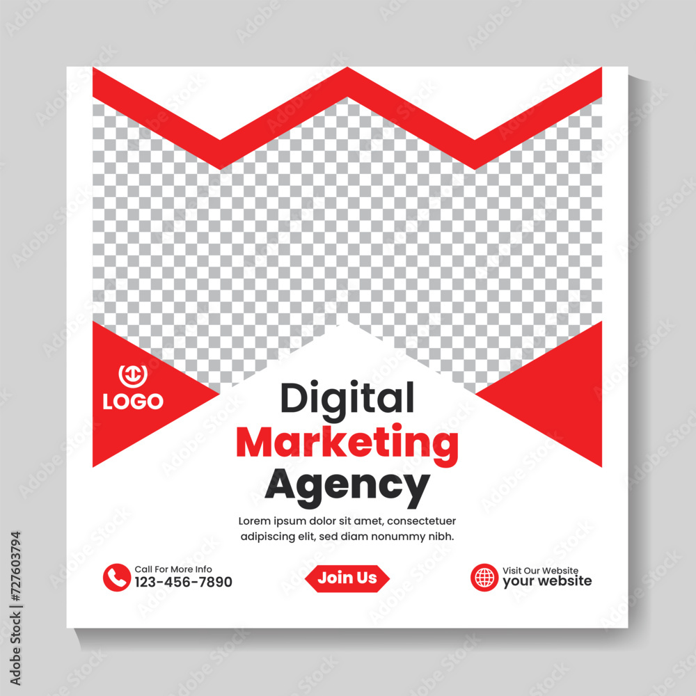 Creative digital marketing agency social media post design corporate business square web banner template