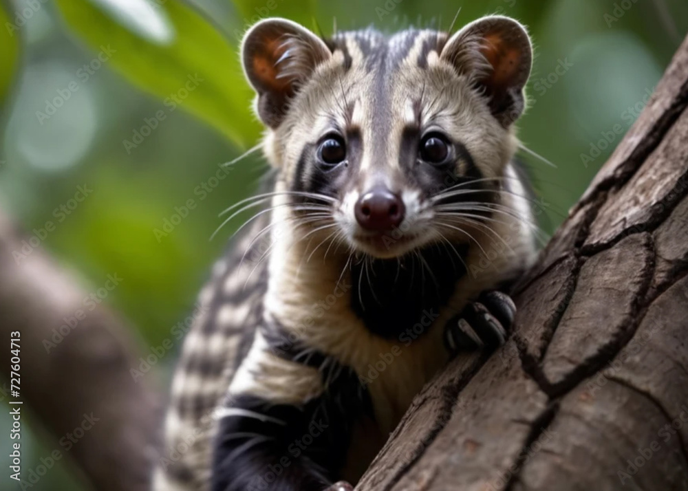 Civet cat coffee (Cat Luwak) eats ripe robusta coffee berries. Portrait of nocturnal animals Small-toothed palm civet ( Arctogalidia trivirgata ) in cage looking at camerain night time. Civet cat por Civet cat coffee (Cat Luwak) eats ripe robusta coffee berries. Portrait of nocturnal animals Small-toothed palm civet ( Arctogalidia trivirgata ) in cage looking at camerain night time. Civet cat por
