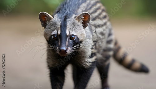  Civet cat coffee (Cat Luwak) eats ripe robusta coffee berries. Portrait of nocturnal animals Small-toothed palm civet ( Arctogalidia trivirgata ) in cage looking at camerain night time. Civet cat por photo
