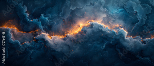Abstract Painting of Blue and Yellow Clouds