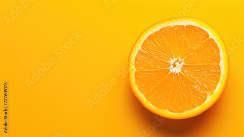 Vibrant half-cut orange on a bright yellow surface