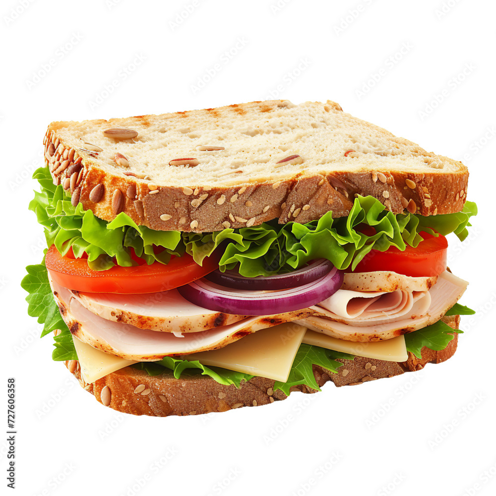 Turkey Sandwich, transparent background, isolated image, generative AI Turkey Sandwich, transparent background, isolated image, generative AI