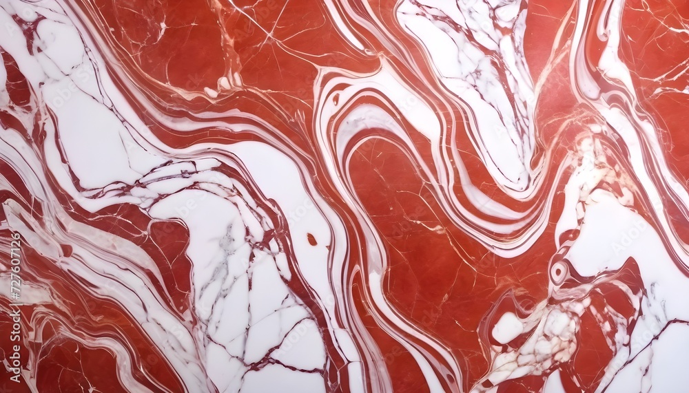Fluid pattern red and white marble texture 