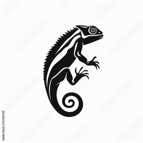 simple minimal logo of a chameleon on white background