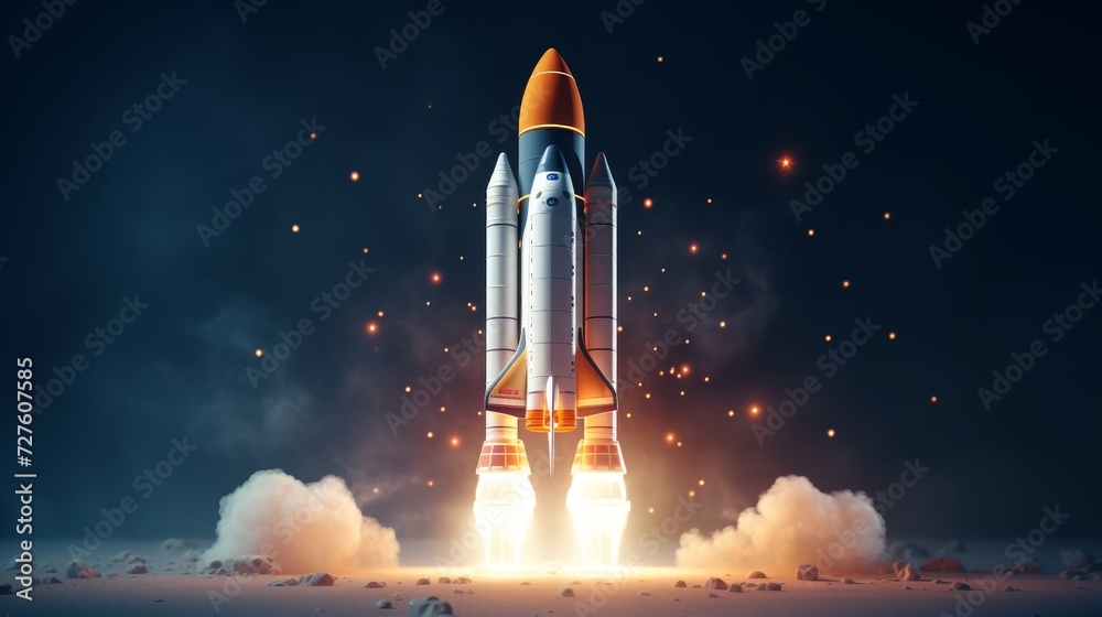 Obraz premium technology development process Space rocket launch.