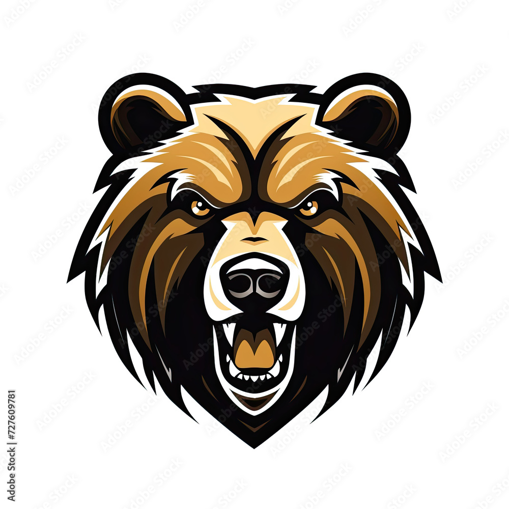angry bears head with isolated background white, with color black and brown angry bears head with isolated background white, with color black and brown