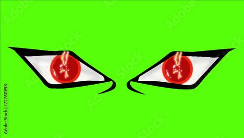 Angry eyes green screen cartoon animation with lightning effect. Perfect for advertising, cartoons, social media, emoticons, gifs, presentations