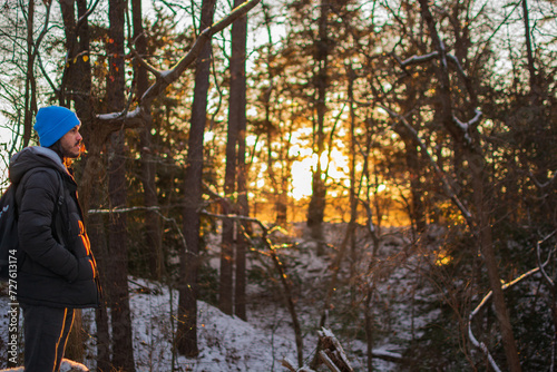 Wallpaper Mural Snowy golden hour forest wallpaper Torontodigital.ca