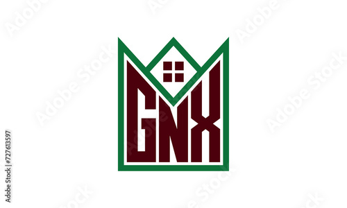 GNX initial letter real estate builders logo design vector. construction ,housing, home marker, property, building, apartment, flat, compartment, business, corporate, house rent, rental, commercial photo