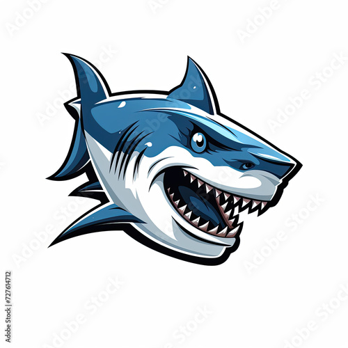 e-sport logo shark. Dynamic Shark Showcasing the Intensity of Ocean Life with Wide-Open Jaws. isolated on white background