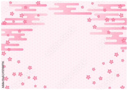桜が美しい春の和風フレーム背景31