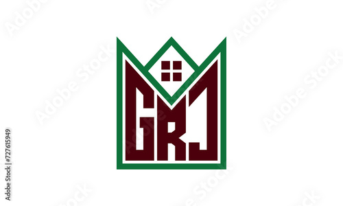 GRJ initial letter real estate builders logo design vector. construction ,housing, home marker, property, building, apartment, flat, compartment, business, corporate, house rent, rental, commercial photo