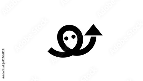 business consultant logo, growth arrow like face,  black isolated silhouette