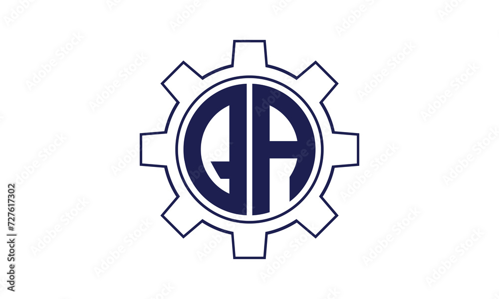 QA initial letter mechanical circle logo design vector template. industrial, engineering, servicing, word mark, letter mark, monogram, construction, business, company, corporate, commercial, geometric