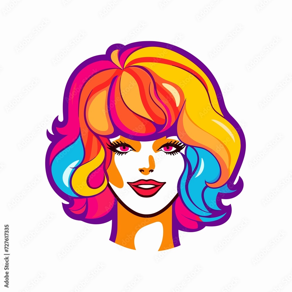 Vector hair woman cartoon icon illustration