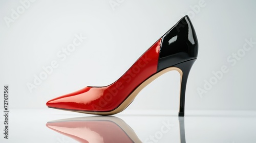 Elegant Red High Heel Shoe with Black touch