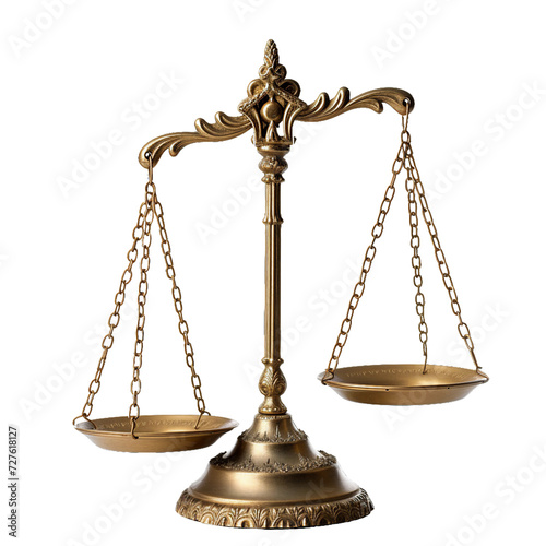 Scales of Justice, transparent background, isolated image, generative AI