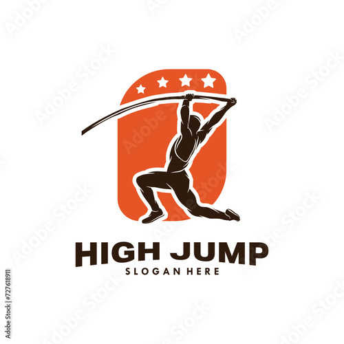 High Jump vector logo design template