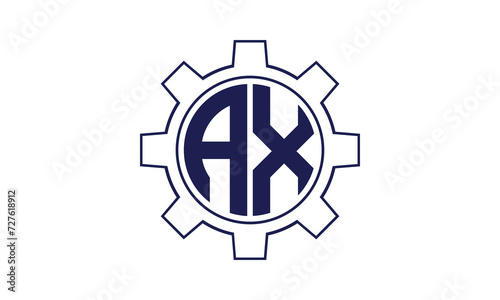 AX initial letter mechanical circle logo design vector template. industrial, engineering, servicing, word mark, letter mark, monogram, construction, business, company, corporate, commercial, geometric