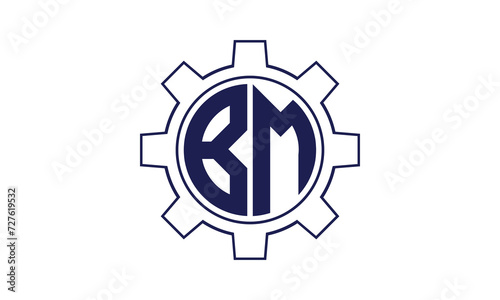 BM initial letter mechanical circle logo design vector template. industrial, engineering, servicing, word mark, letter mark, monogram, construction, business, company, corporate, commercial, geometric
