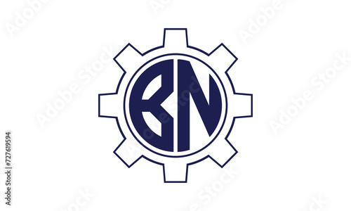 BN initial letter mechanical circle logo design vector template. industrial, engineering, servicing, word mark, letter mark, monogram, construction, business, company, corporate, commercial, geometric