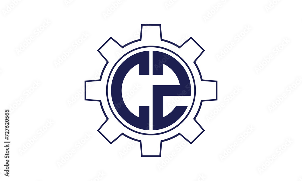 CZ initial letter mechanical circle logo design vector template. industrial, engineering, servicing, word mark, letter mark, monogram, construction, business, company, corporate, commercial, geometric - obrazy, fototapety, plakaty 